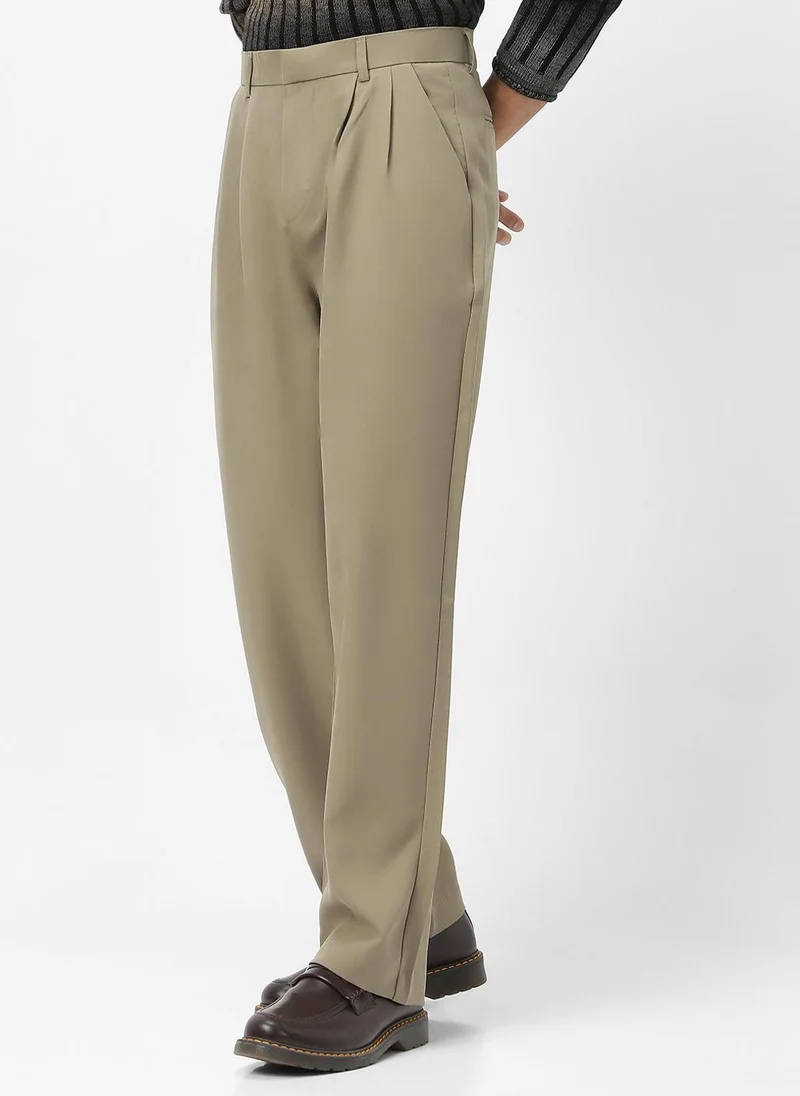 أوربانو فاشن Urbano Fashion Men's Light Olive Loose Baggy Fit Solid Korean Pants Stretchable